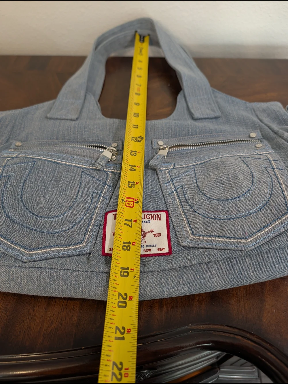 True Religion Denim Look Large Tote Bag Boho Patchwork Y2k